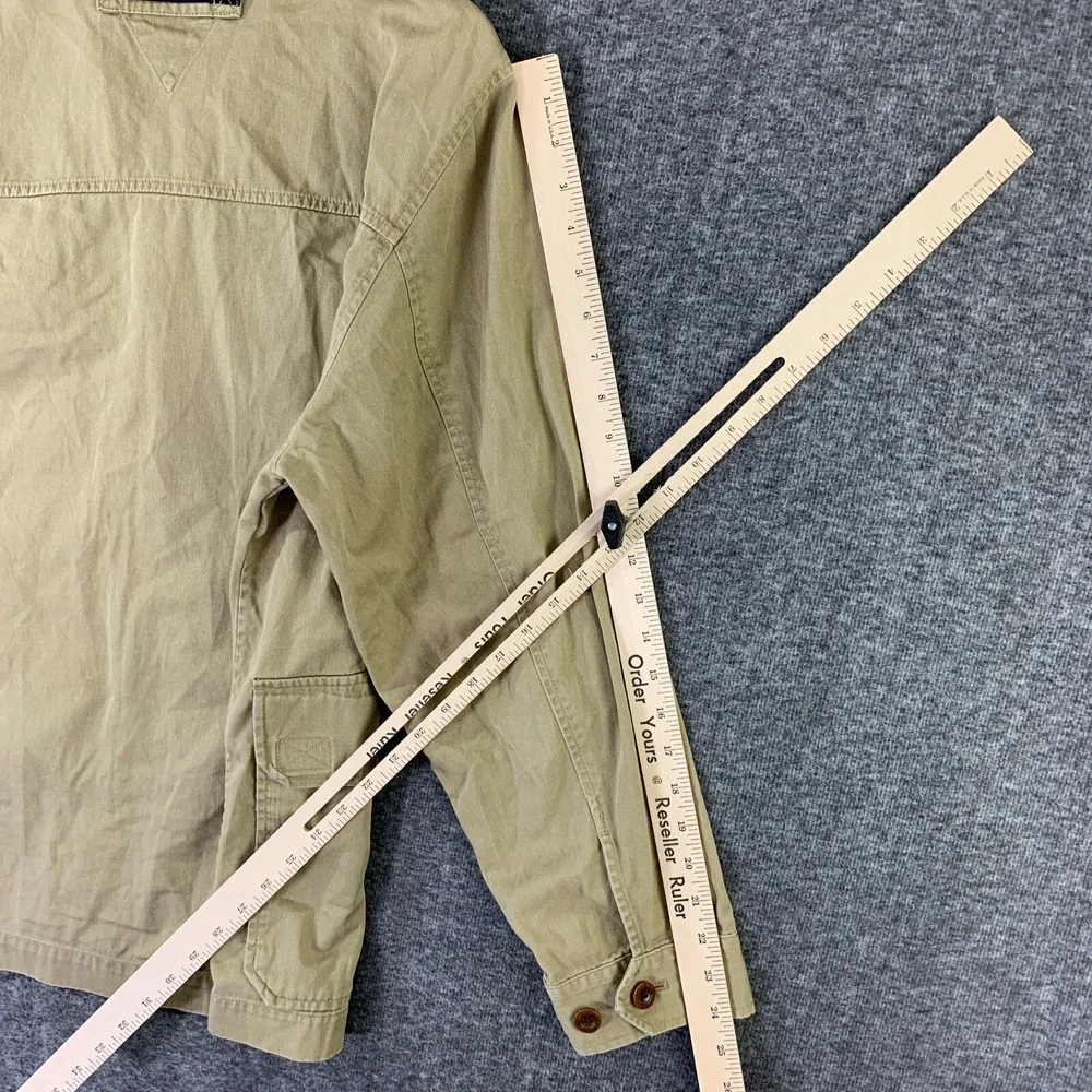 VTG Tommy Hilfiger Chore Jacket Men Small Beige Safari Utility Y2K Baggy